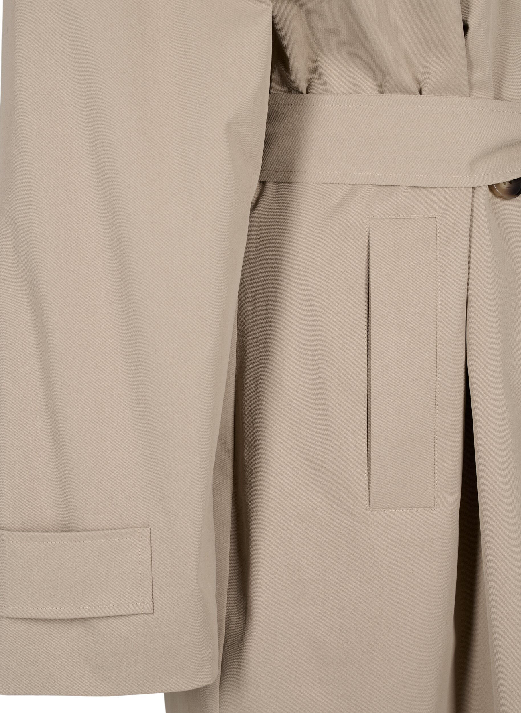 Zizzi Klassisk l&aring;ng trenchcoat med b&auml;lte, Chinchilla, Packshot image number 3
