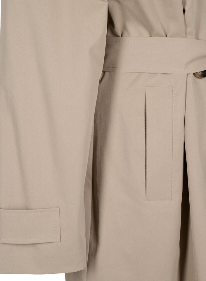 Klassisk lång trenchcoat med bälte, Chinchilla, Packshot image number 3