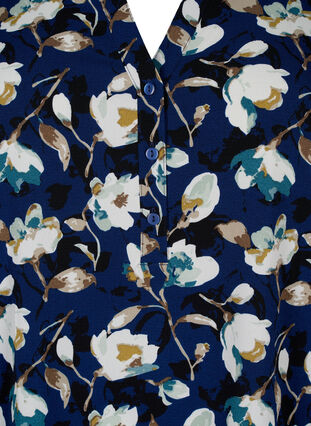Blommönstrad tunika med 3/4-ärm, P. Blue Flower AOP, Packshot image number 2