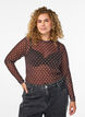 Blus i mesh med prickar, Brun, Model image number 0