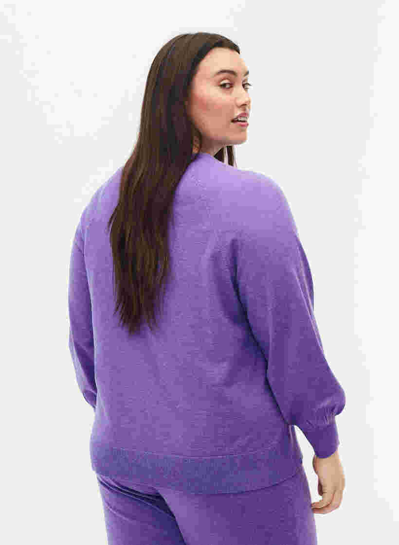 Melerad stickad tröja, Purple Opulence Mel, Model image number 1