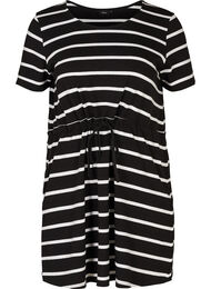 Kortärmad klänning, Black w. white stripes 