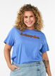 T-shirt i ekologisk bomull med tryck framtill, Bl&aring;, Model image number 0