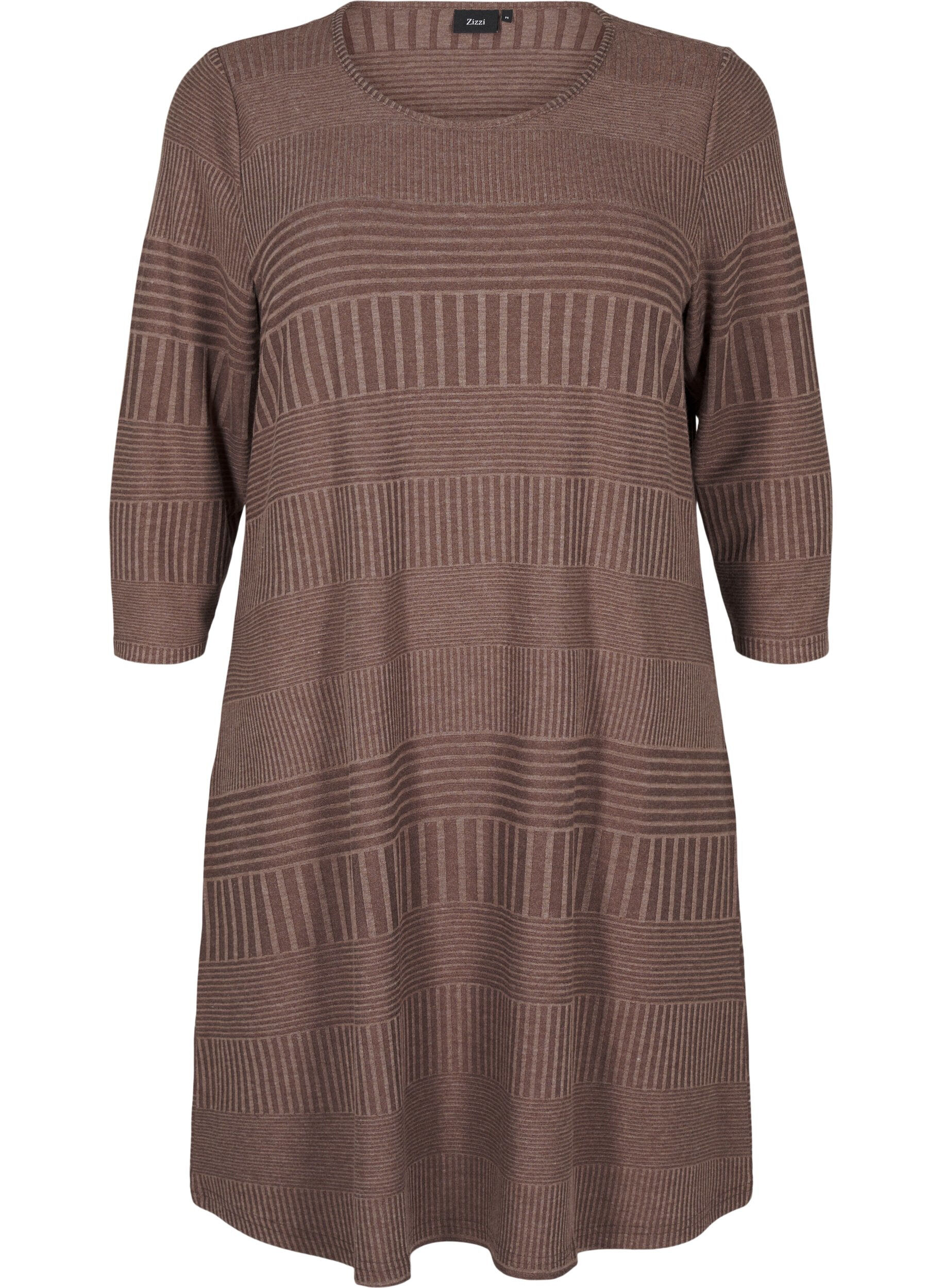 Zizzi Kl&auml;nning med trekvarts&auml;rm och randigt m&ouml;nster, Ch. Martini Mel., Packshot image number 0