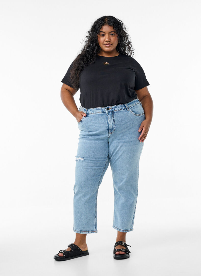 T-shirt med dekorativa detaljer, Svart, Model image number 1