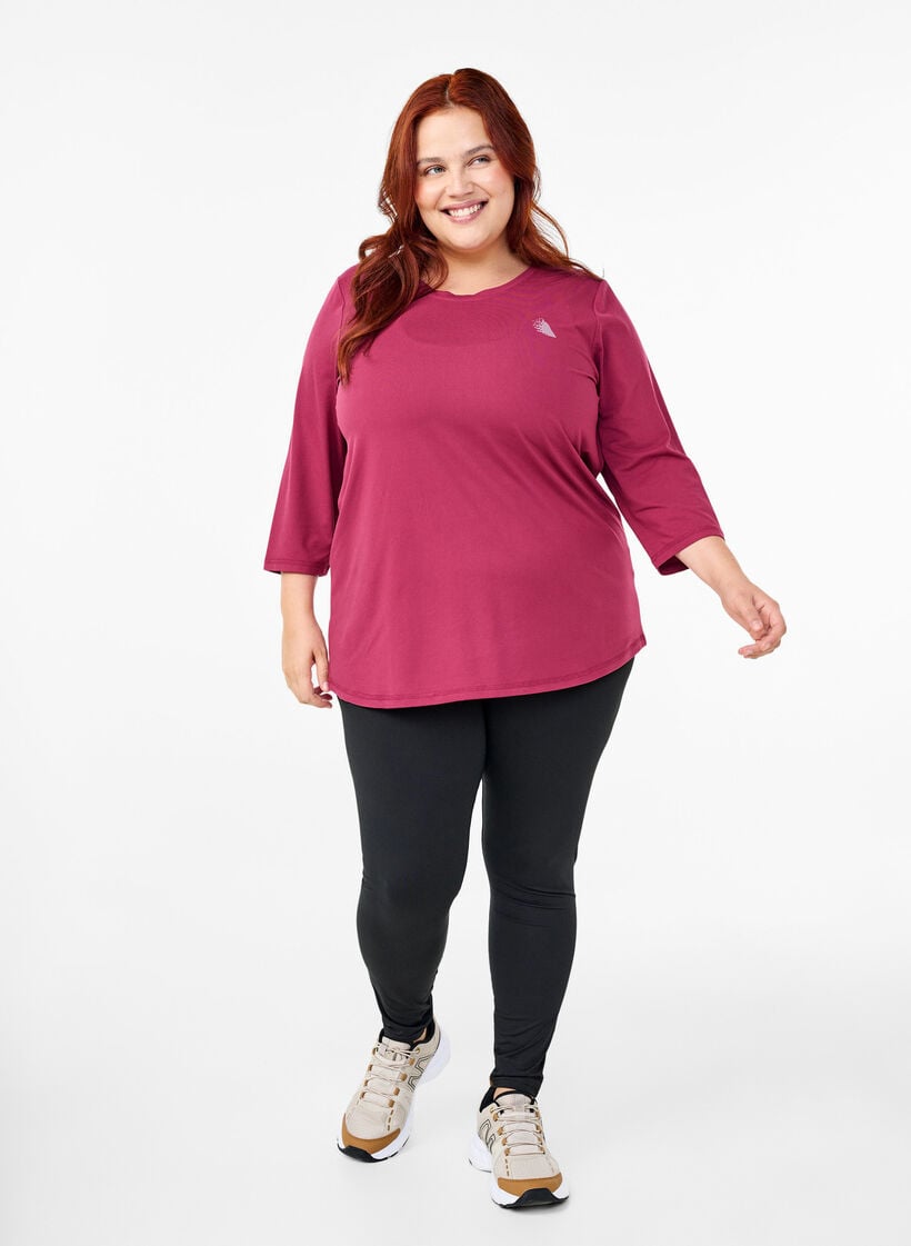 Tr&auml;ningsblus med trekvarts&auml;rm, R&ouml;d, Model image number 1
