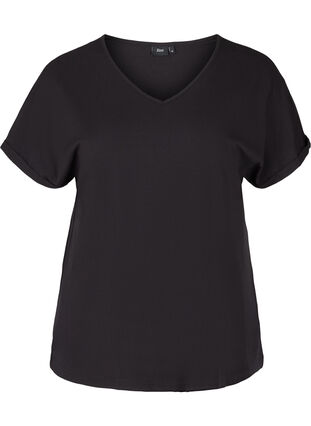 T-shirt med v-ringning, Black, Packshot image number 0