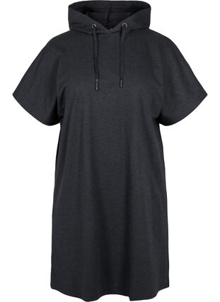 Lång sweatshirt med korta ärmar, Black, Packshot image number 0