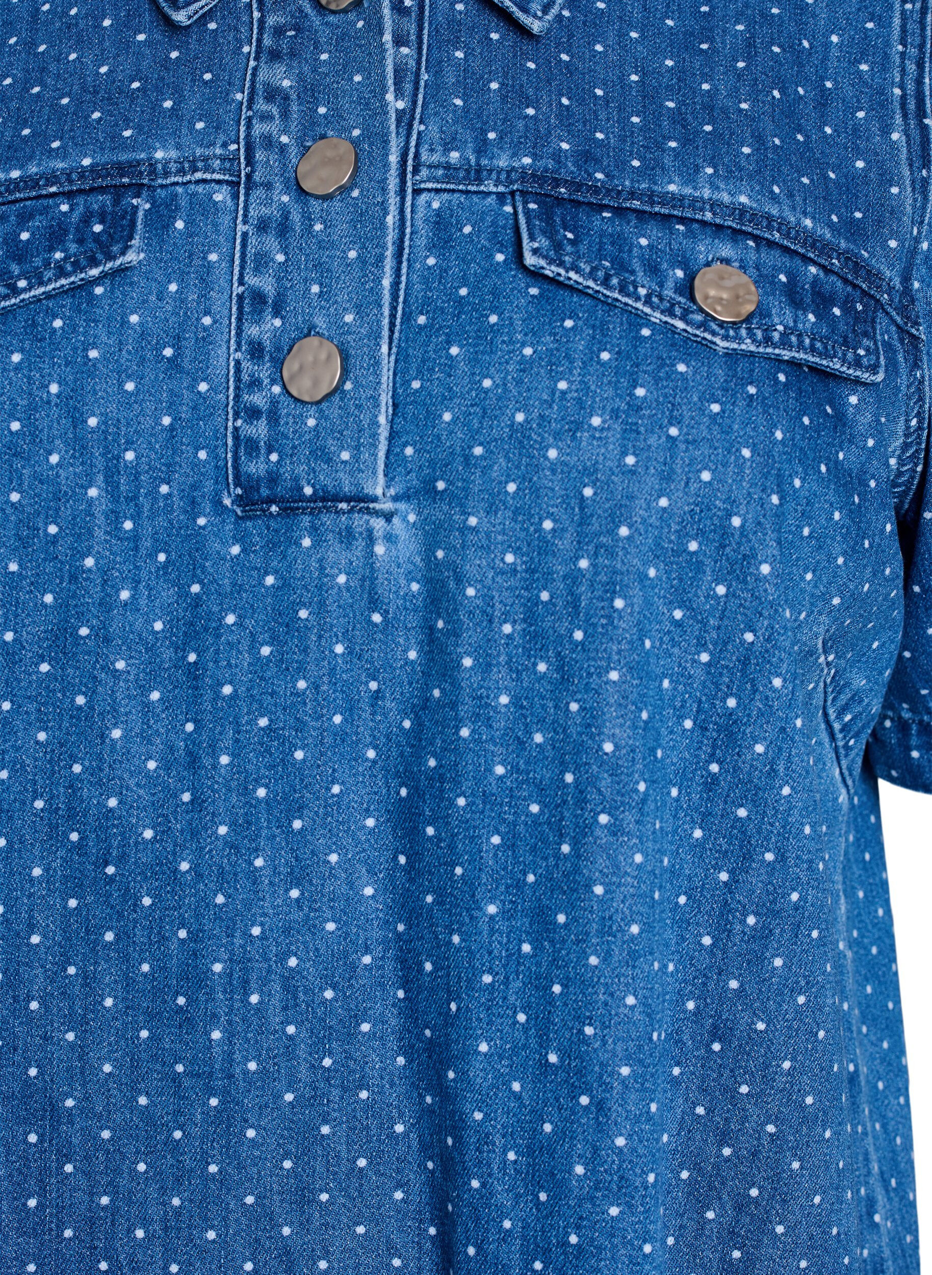 Zizzi Kort kl&auml;nning i denim med prickar, Bl&aring;, Packshot image number 2