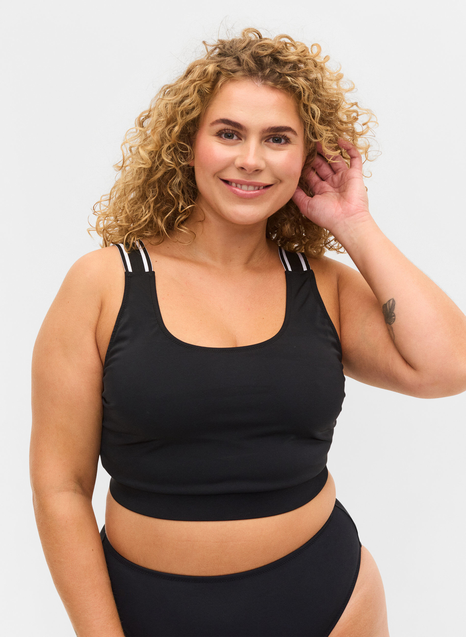 Zizzi Bikinitopp med randiga axelband, Black, Model image number 0