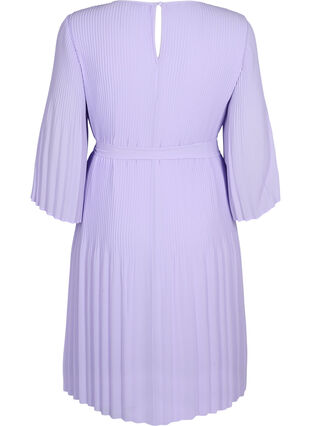 Plisserad klänning med 3/4-ärmar, Lavender, Packshot image number 1