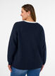 Stickad blus med v-ringning och raglan&auml;rmar, Bl&aring;, Model image number 2
