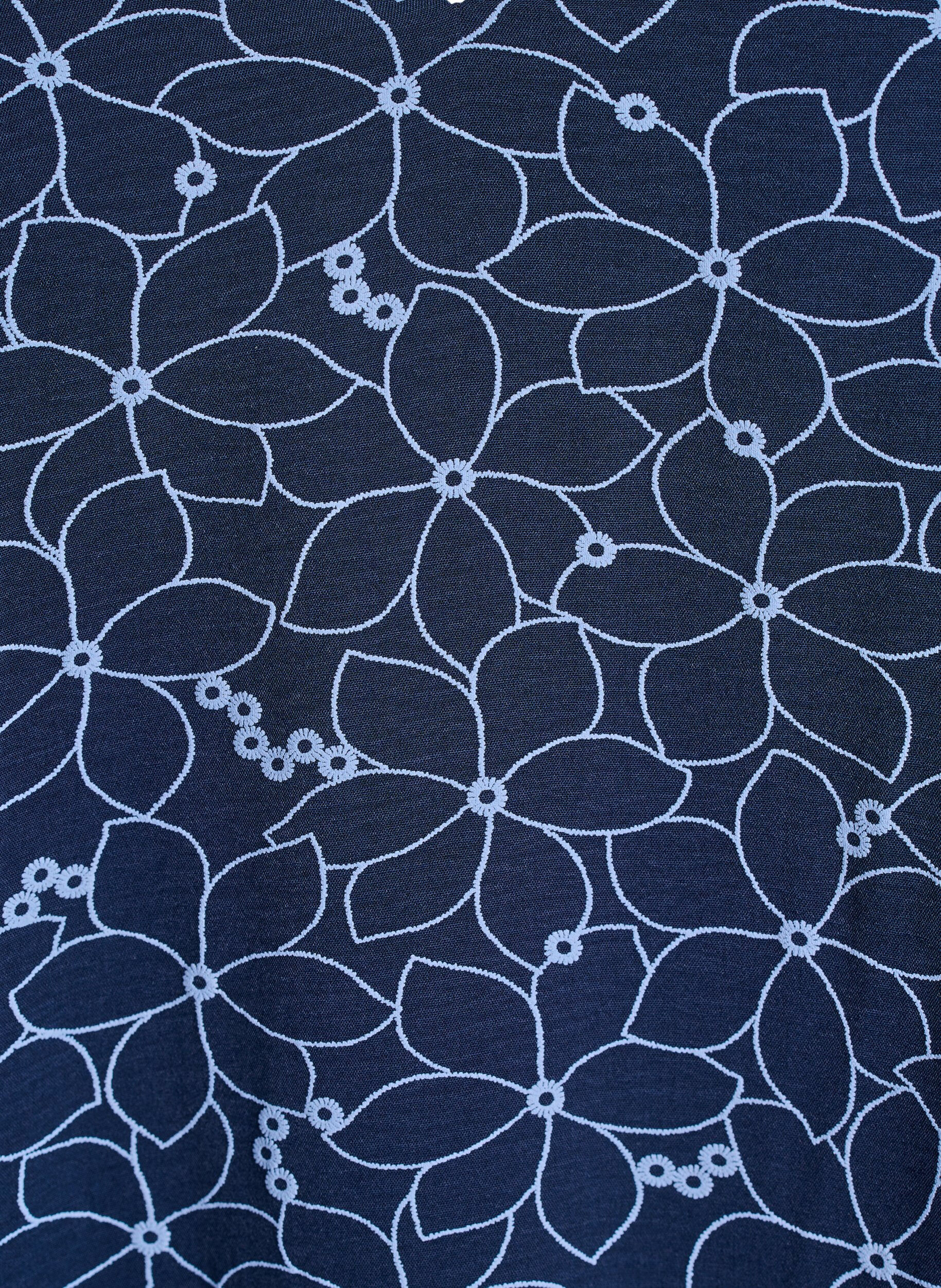 Zizzi Tunika med broderat blomm&ouml;nster och 3/4-&auml;rmar, Bl&aring;, Packshot image number 2