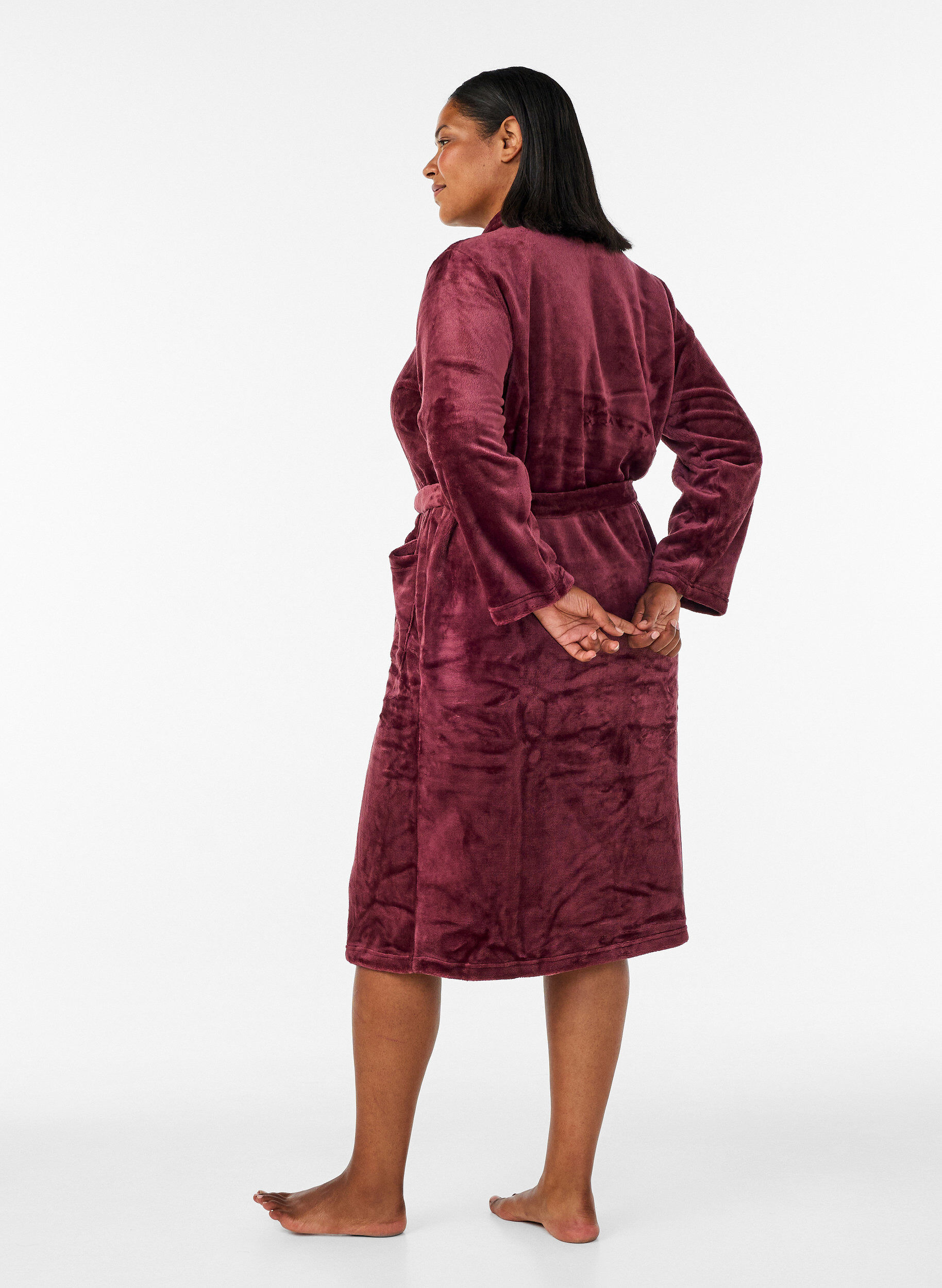 ZizziMorgonrock i mjuk velour med fickor, R&ouml;d, Model image number 1