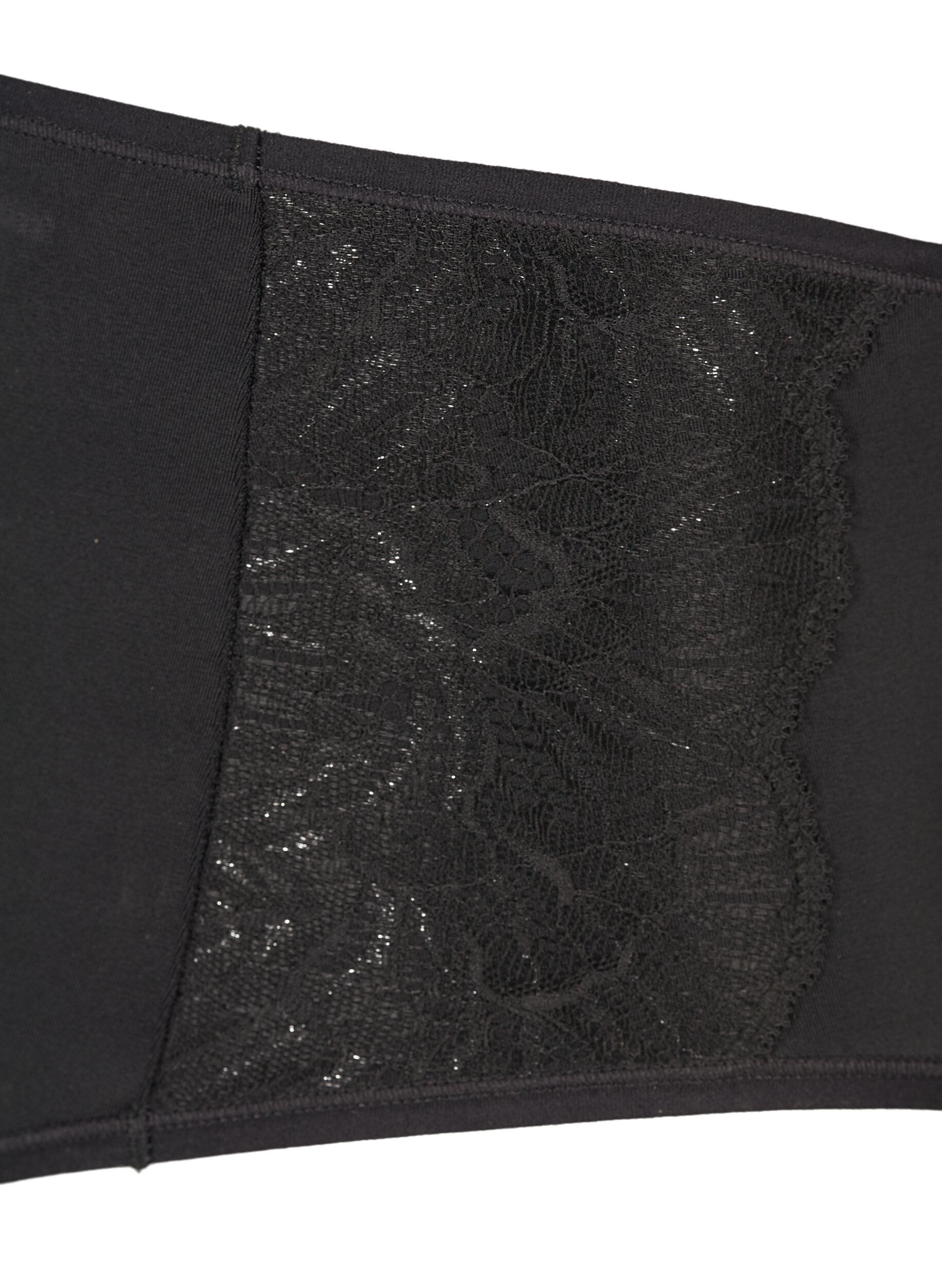 Zizzi2-pack trosor med normal midja, Svart, Packshot image number 2