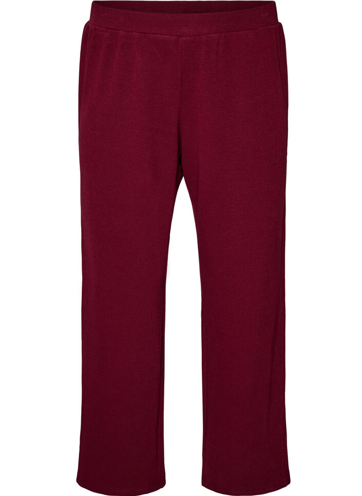 L&ouml;sa byxor med textur och h&ouml;g midja, R&ouml;d, Packshot image number 0