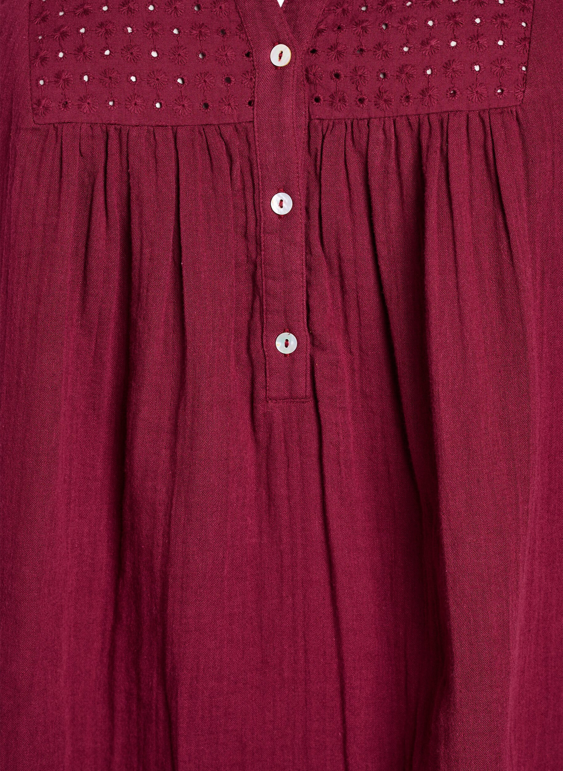 ZizziTunika i bomullsmuslin med broderie anglaise, M&ouml;rk Bordeaux, Packshot image number 2