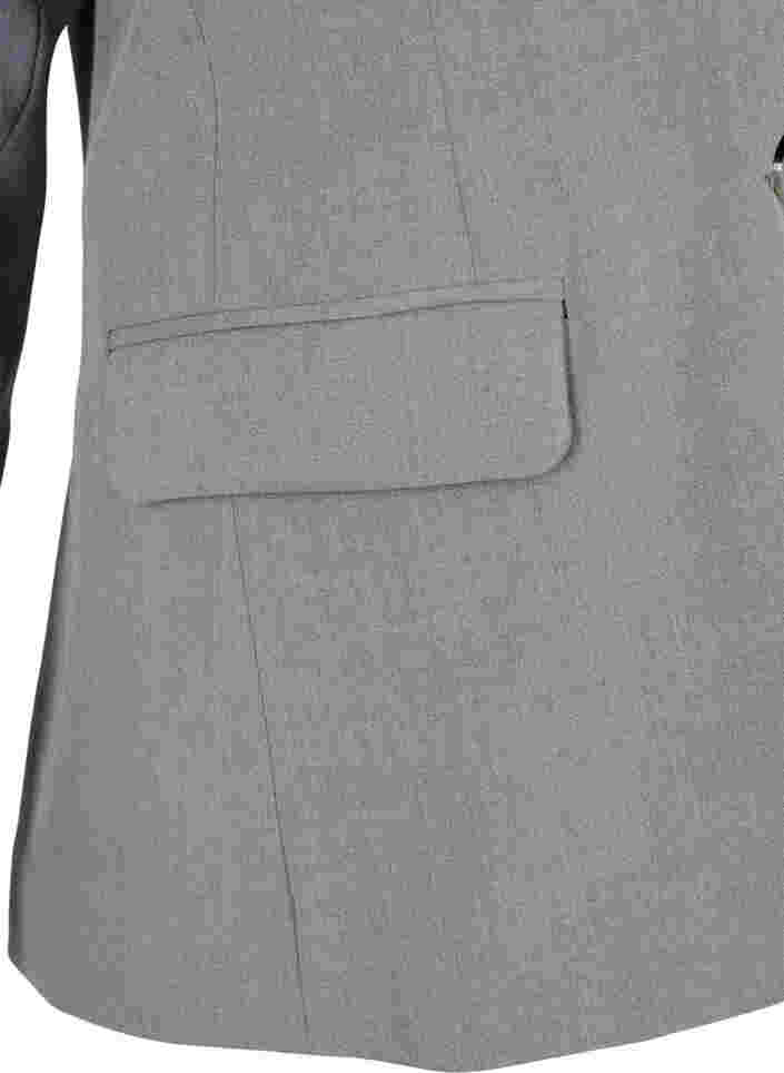 Enkel blazer med fickor, Medium Grey Melange, Packshot image number 3
