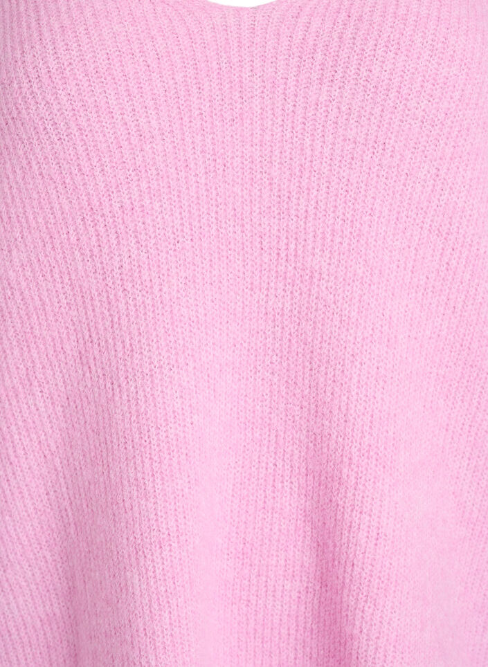 Stickad blus med v-ringning och raglan&auml;rm, Rosa, Packshot image number 2