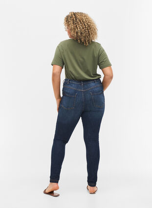 Super slim fit Amy jeans med hög midja, Dark blue, Model image number 0