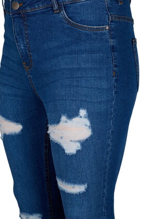 Slim fit-jeans med nötta detaljer, Blue Denim, Packshot image number 2