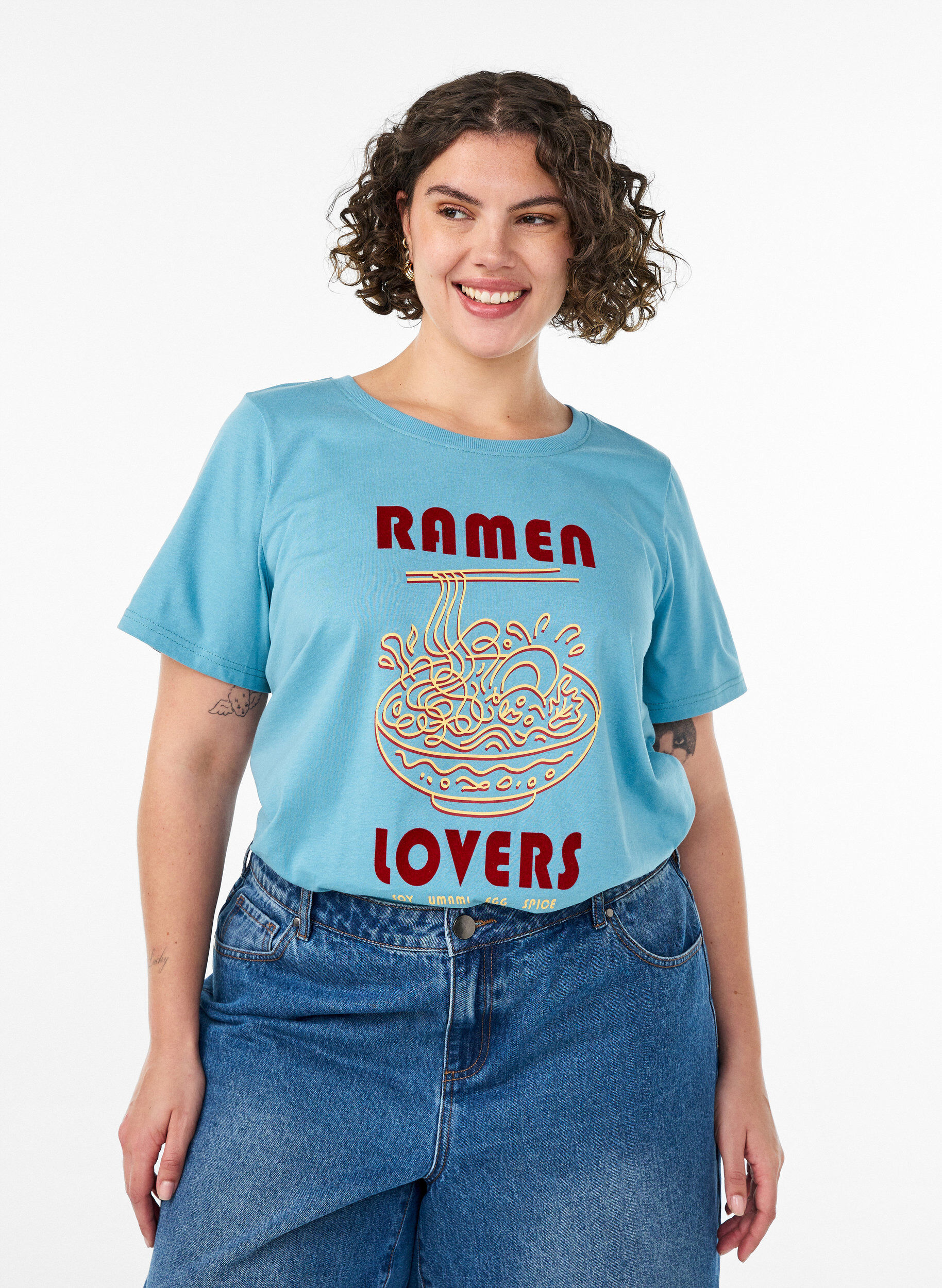 ZizziT-shirt i bomull med tryck, Bl&aring;, Model image number 0