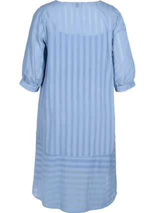 Viskosklänning med 3/4-ärmar och v-ringad hals, Coronet Blue, Packshot image number 1