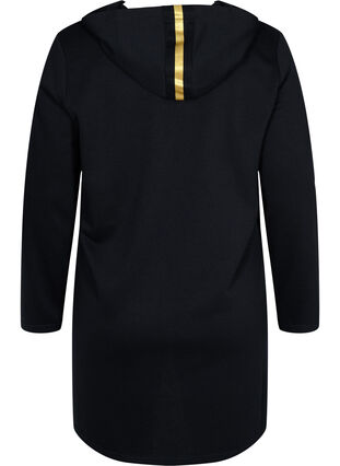Lång sweatshirt med v-ringning och huva, Black, Packshot image number 1