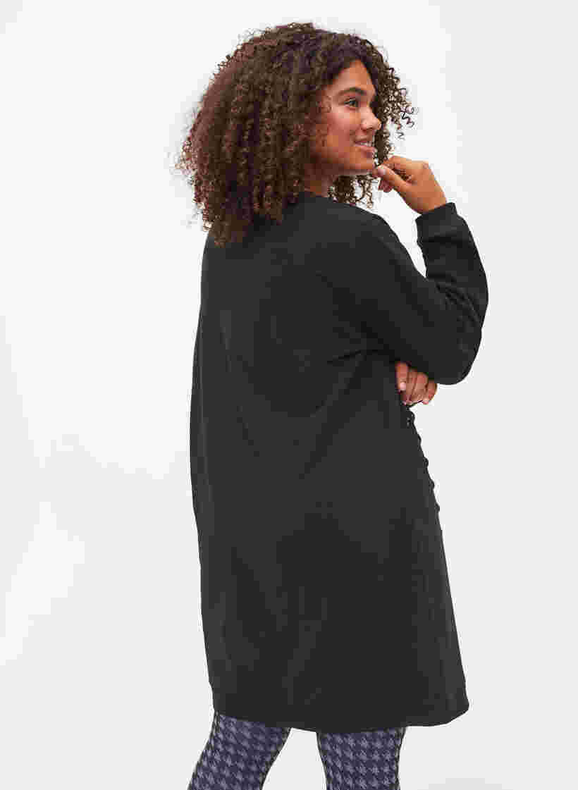 Tunika i sweatshirtmaterial med snörning, Black, Model image number 1