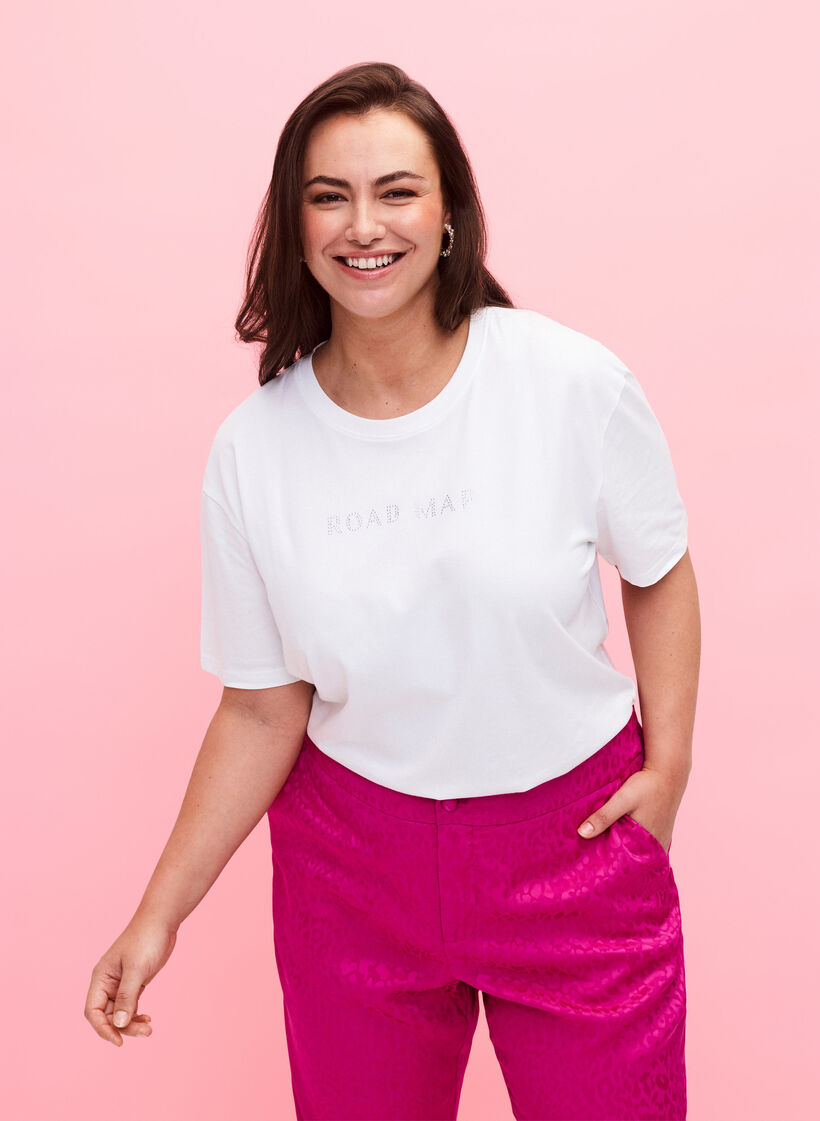 T-shirt i ekologisk bomull med similistenar, White, Model image number 0