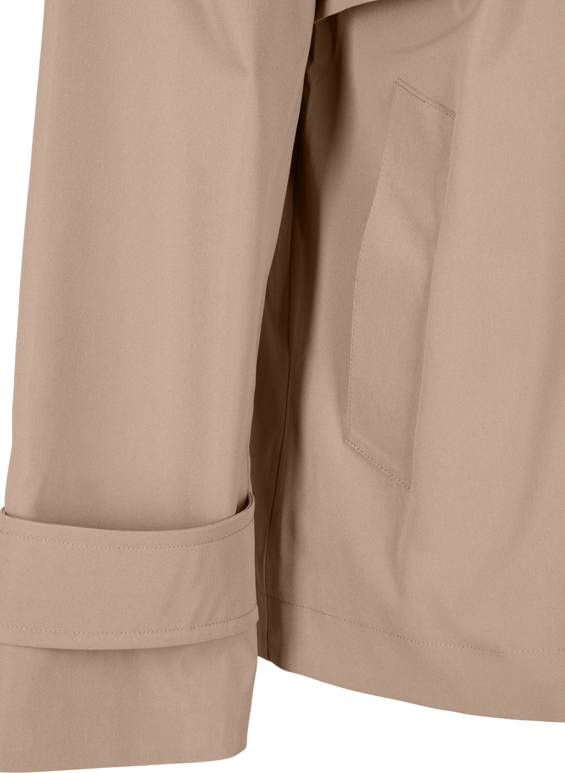 Zizzi Kort trenchcoat med klassiska detaljer, Gr&aring;, Packshot image number 3