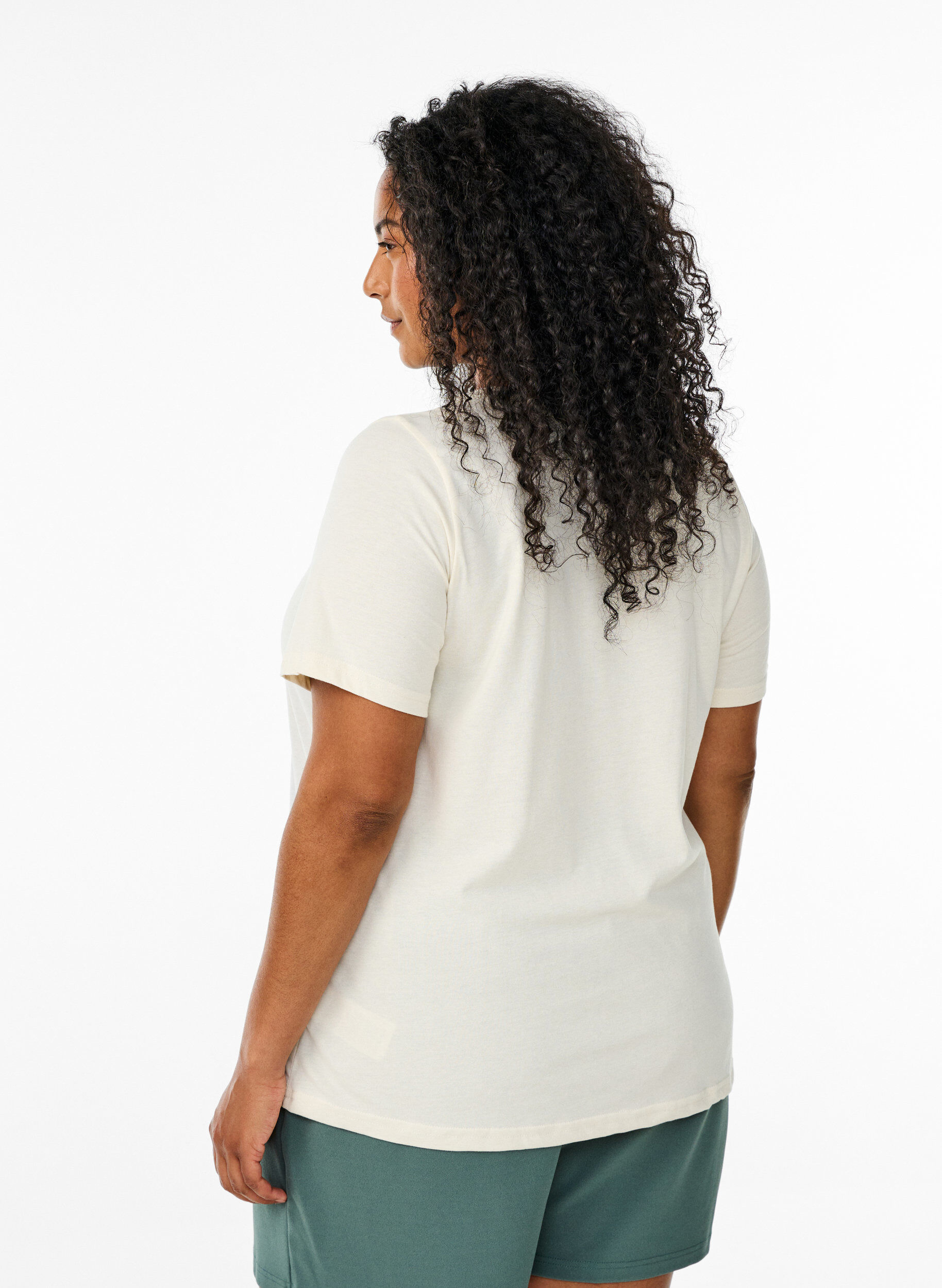 Zizzi FLASH - T-shirt med tryck, Vanilla, Model image number 2