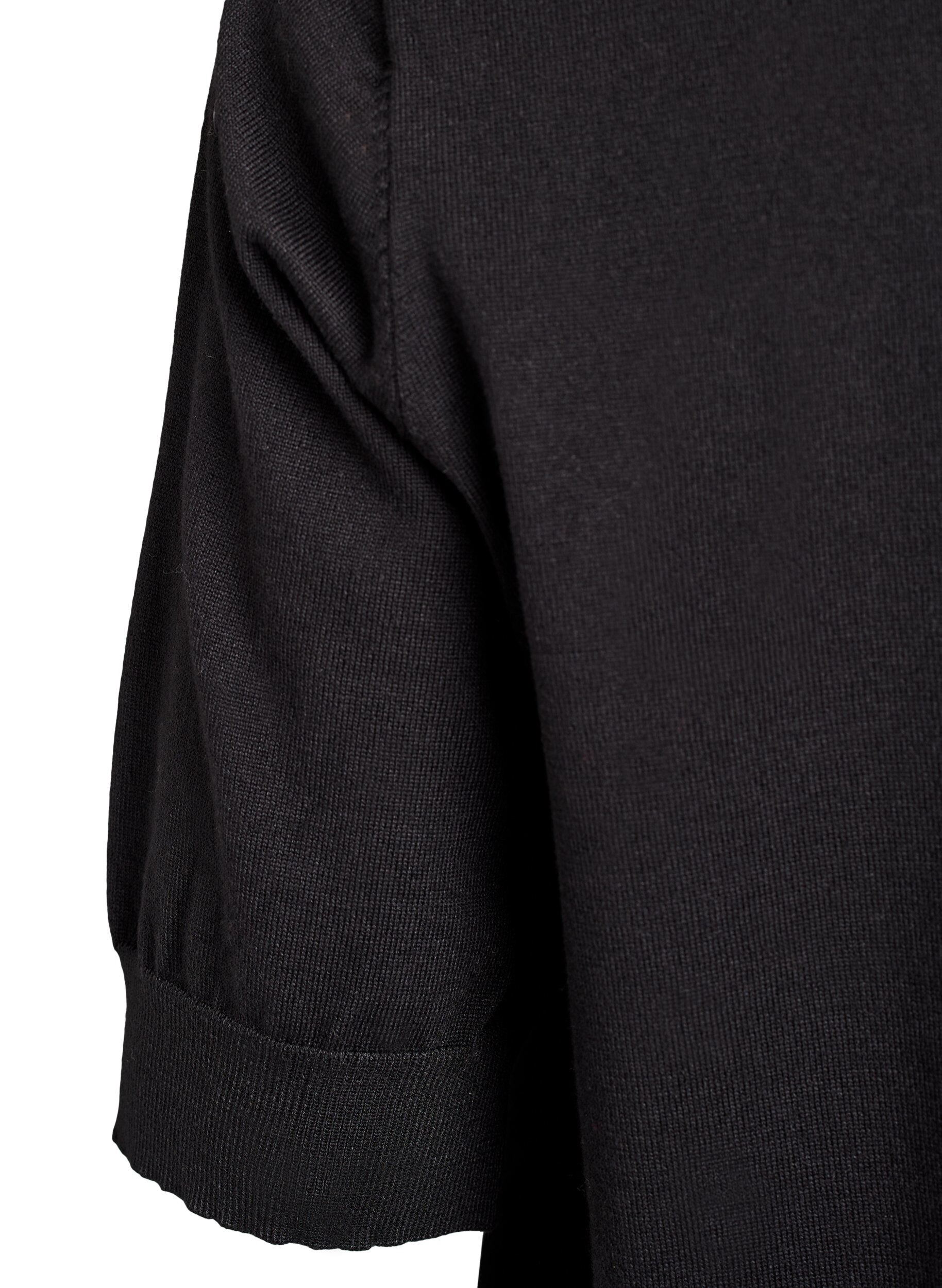 ZizziFinstickad blus med korta &auml;rmar, Svart, Packshot image number 3