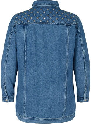 Jeansjacka i bomull med nitar, Blue denim ASS, Packshot image number 1