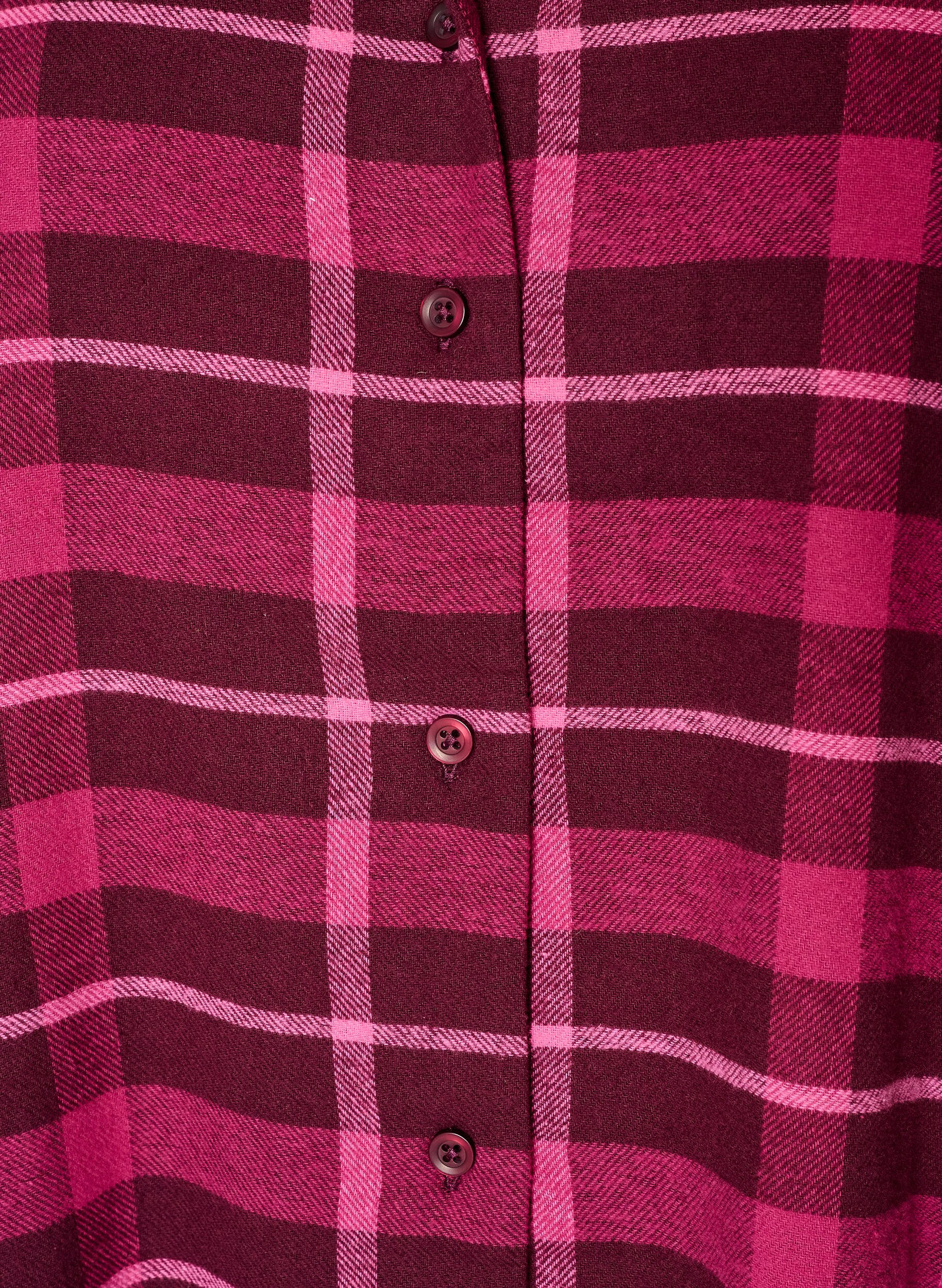 ZizziRutig pyjamasskjorta i bomull med l&aring;nga &auml;rmar, R&ouml;d, Packshot image number 2