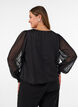 Randig blus med ballongform, Svart, Model image number 2