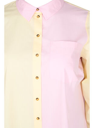 Lång bomullsskjorta med colour-block, Popcorn/Pink, Packshot image number 2