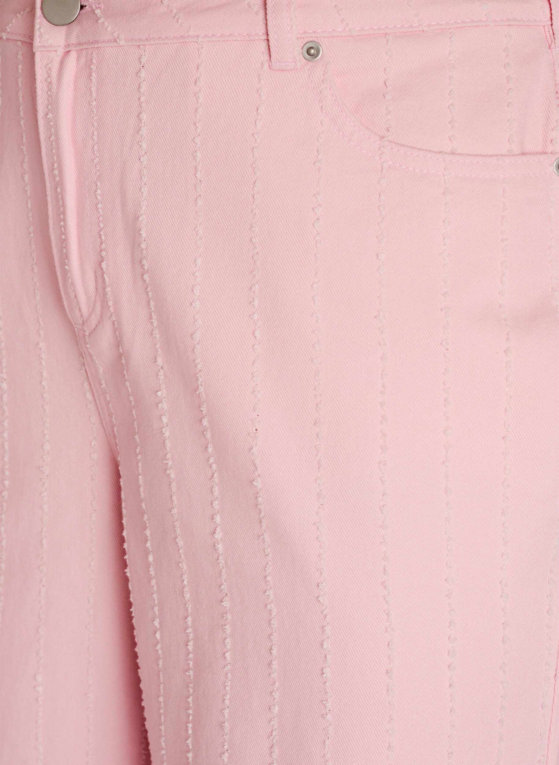 Zizzi Myra jeans i f&auml;rgad denim med bred passform och texturerat m&ouml;nster, Rosa, Packshot image number 2