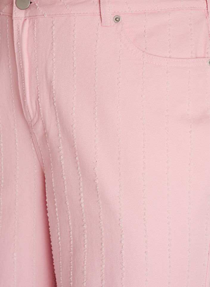 Myra jeans i f&auml;rgad denim med bred passform och texturerat m&ouml;nster, Rosa, Packshot image number 2