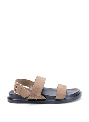 Sandal med bred passform i mocka, Brown, Packshot image number 0