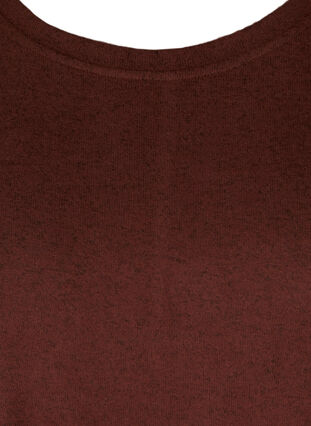 Melerad blus med justerbar fåll, Brown Melange , Packshot image number 2