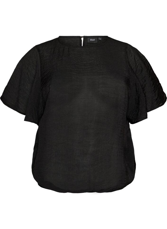 Blus med ballongform och ving&auml;rmar, Svart, Packshot image number 0