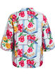 Skjortblus med armb&aring;gsl&aring;nga &auml;rmar och f&auml;rgglatt m&ouml;nster, Bl&aring;, Packshot image number 1