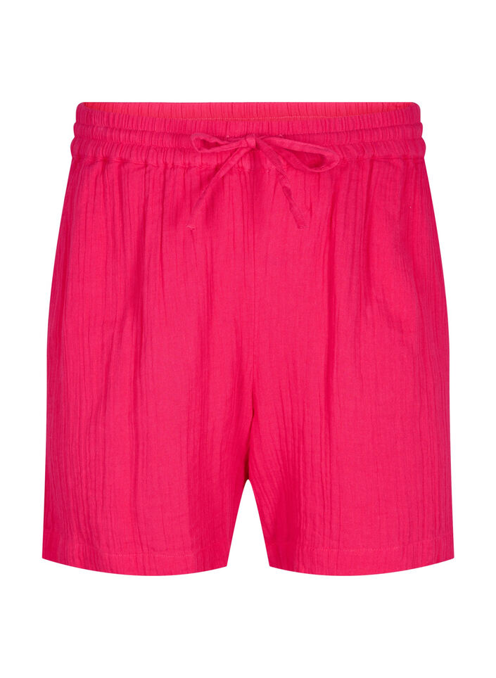 Shorts i bomullsmuslin med fickor, Bright Rose, Packshot image number 0