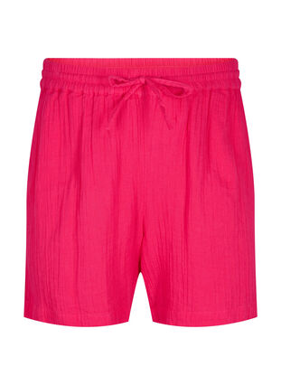 Shorts i bomullsmuslin med fickor, Bright Rose, Packshot image number 0
