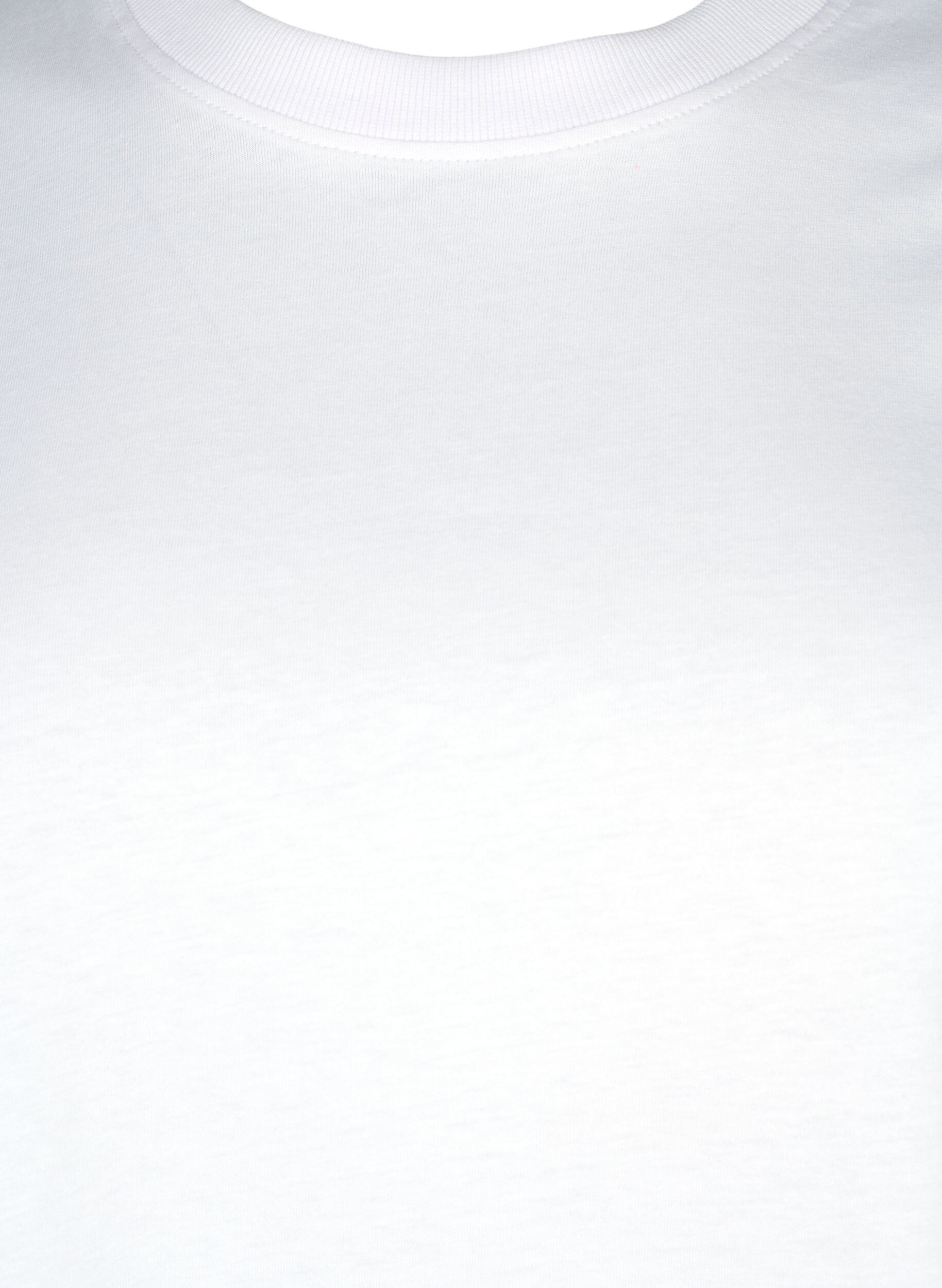 ZizziEnkel t-shirt i bomull med rund halsringning, Vit, Packshot image number 2