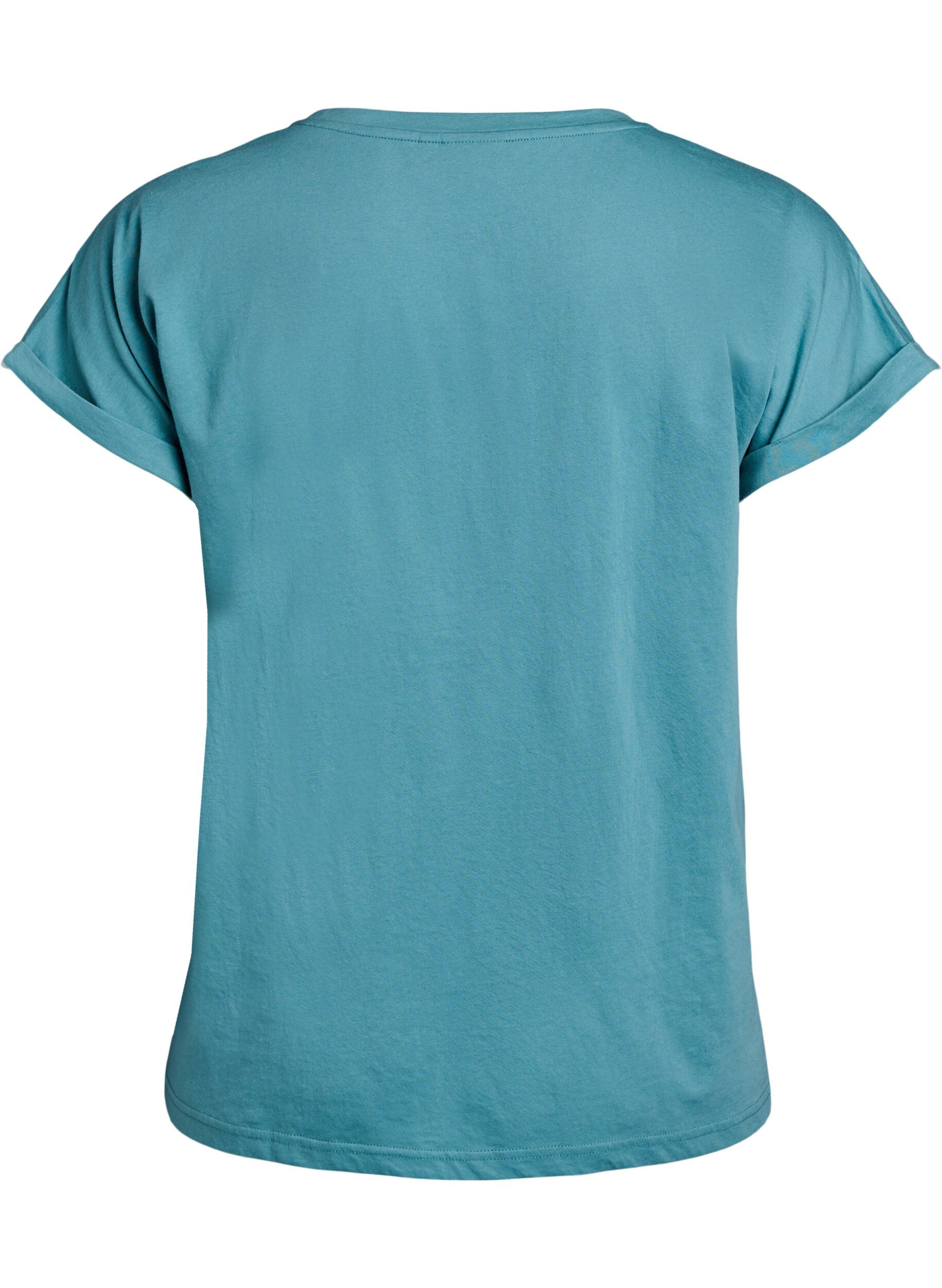 ZizziKort&auml;rmad t-shirt i bomullsblandning, Bl&aring;, Packshot image number 1