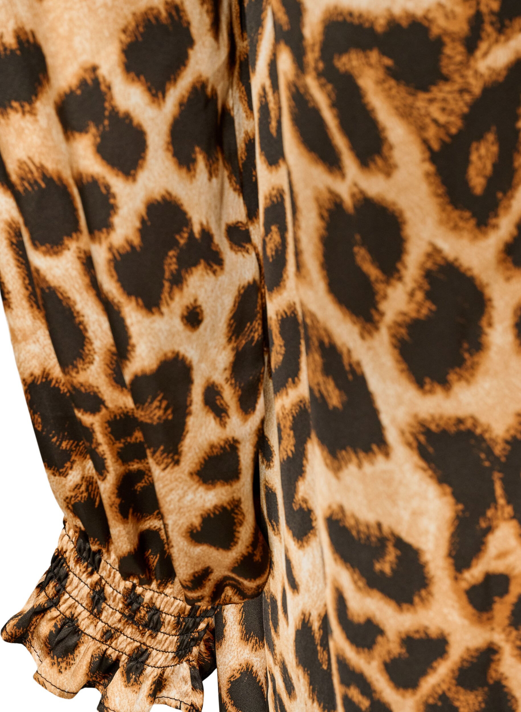 ZizziKl&auml;nning med leopardm&ouml;nster och volangdetaljer, Brun, Packshot image number 4