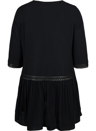 Viskos strandklänning med knäppning , Black, Packshot image number 1