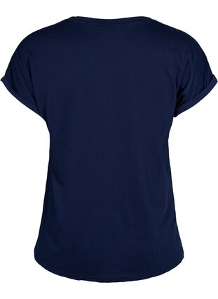 Kortärmad t-shirt i bomullsmix, Navy Blazer, Packshot image number 1